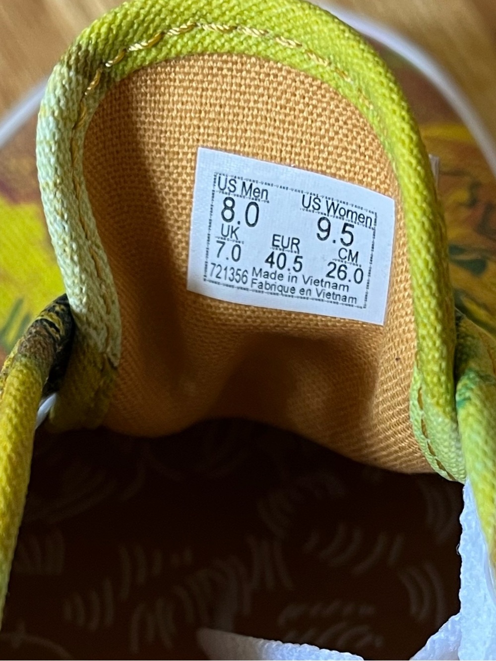 NWT Vans Van Gogh Sunflower Shoes Women’s 9.5/Men’s 8 - Picture 12 of 13